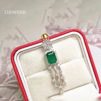 luowend 18k solid gold au750 women gemstone drop earrings natural emerald earring gemstone anniversary jewelry design