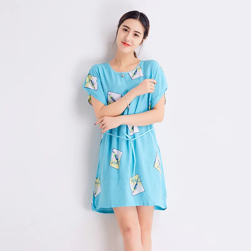 Ночная рубашка Летняя тонкая Корейская версия с мультяшным принтом можно носить