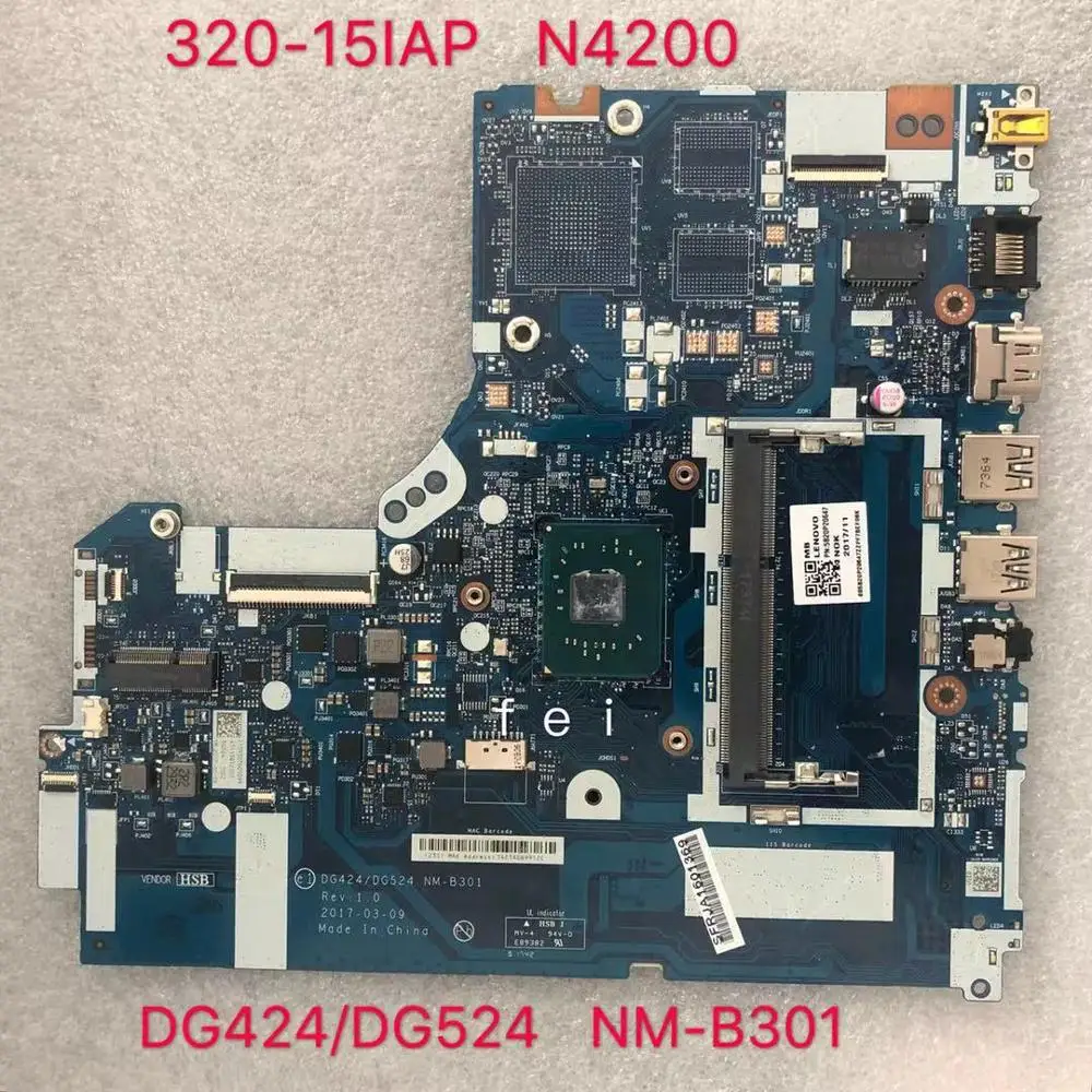 Материнская плата для ноутбука Lenovo Ideapad 320 15IAP NM B301 SR2Z5 N4200 CPU 100% test ok|Материнские