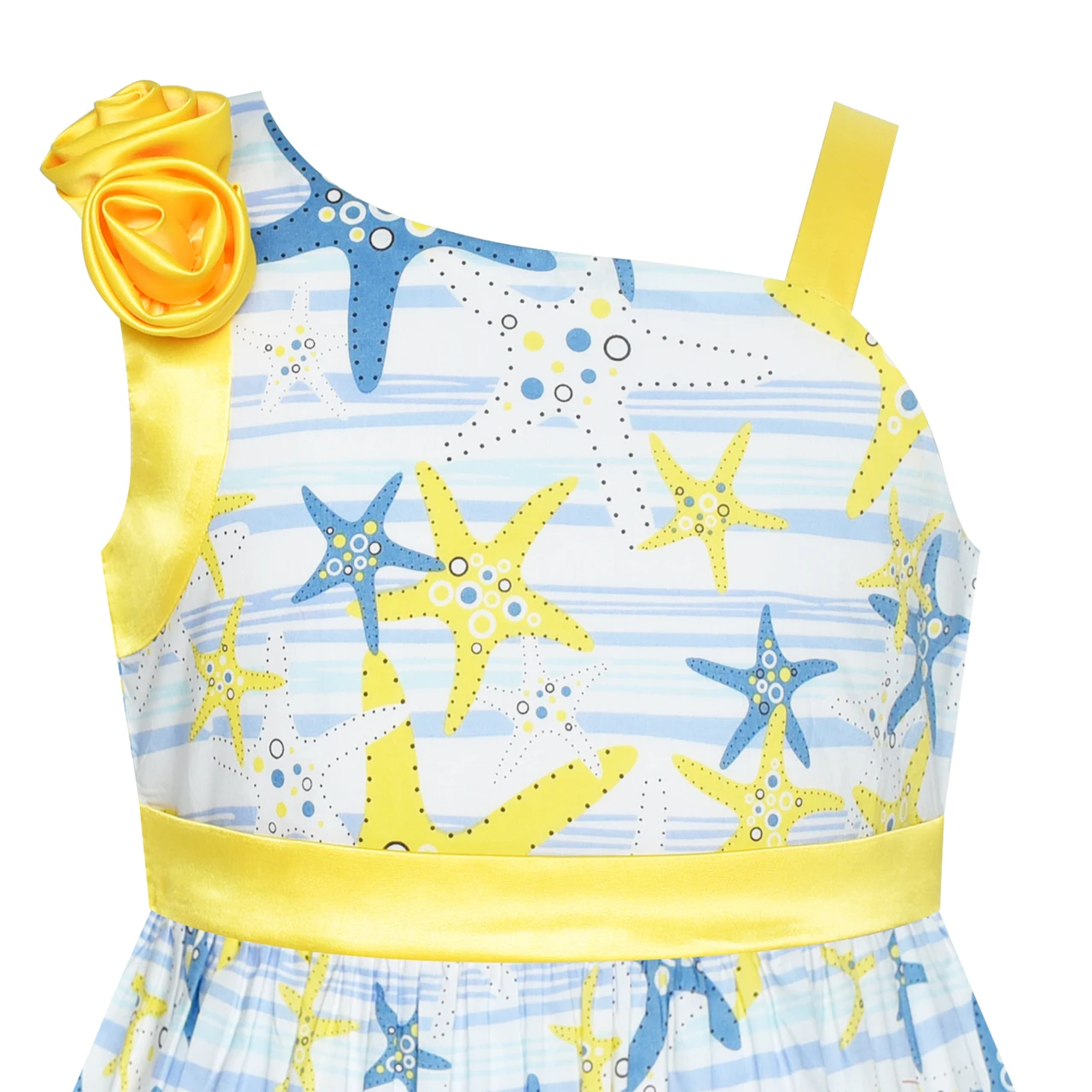 Sunny Fashion платья для девочек платье Одно плечо Морская звезда Цветок Платье