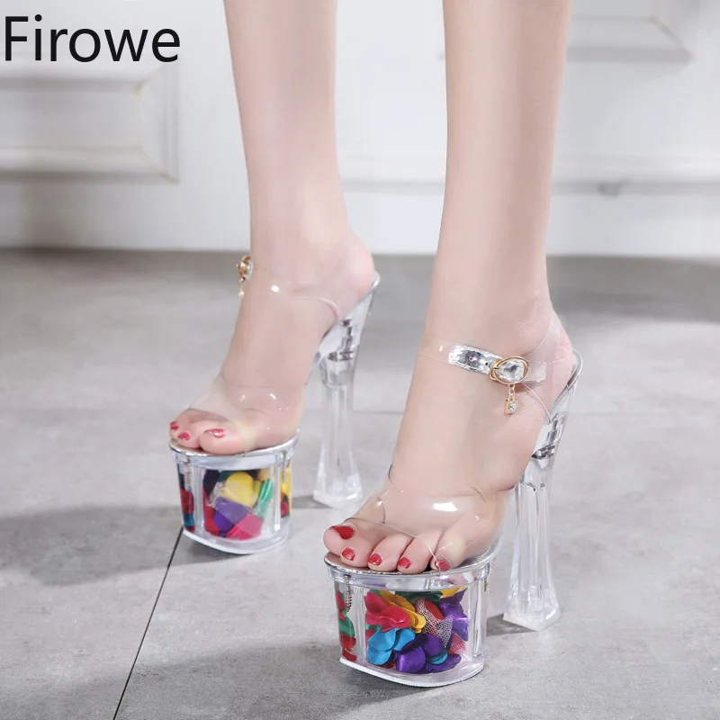 

Женские прозрачные босоножки Firowe на платформе, пикантные сандалии для ночного клуба, обувь для шеста, очень высокий каблук, 18 см 20 см