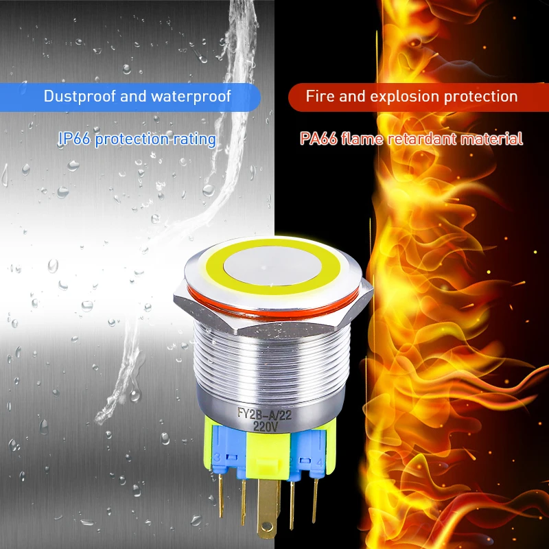 22 мм металлическая кнопка самовосстановления самоблокирующаяся переключатель с