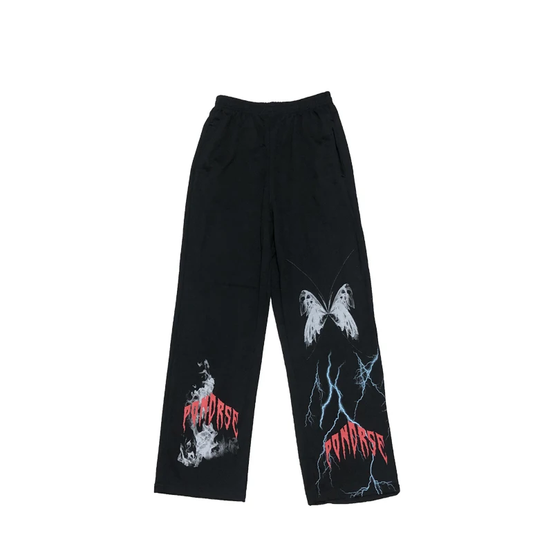 

HARAJPOO Female Pants Autumn Winter Korea INS Harajuku Japanese Dark Wind Graffiti Loose Legged Couple Tide Straight Trousers