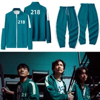 squid game cosplay costumes blue jacket pants set round six park hae soo 218 role play costume plus size sportswear sweatshirt