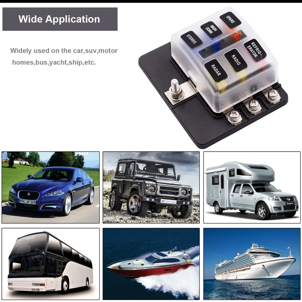 

2019 новый автомобиль изменение 6-Way блок предохранителей с Светодиодный индикатор светильник винтовой зажим для провода для универсального ...