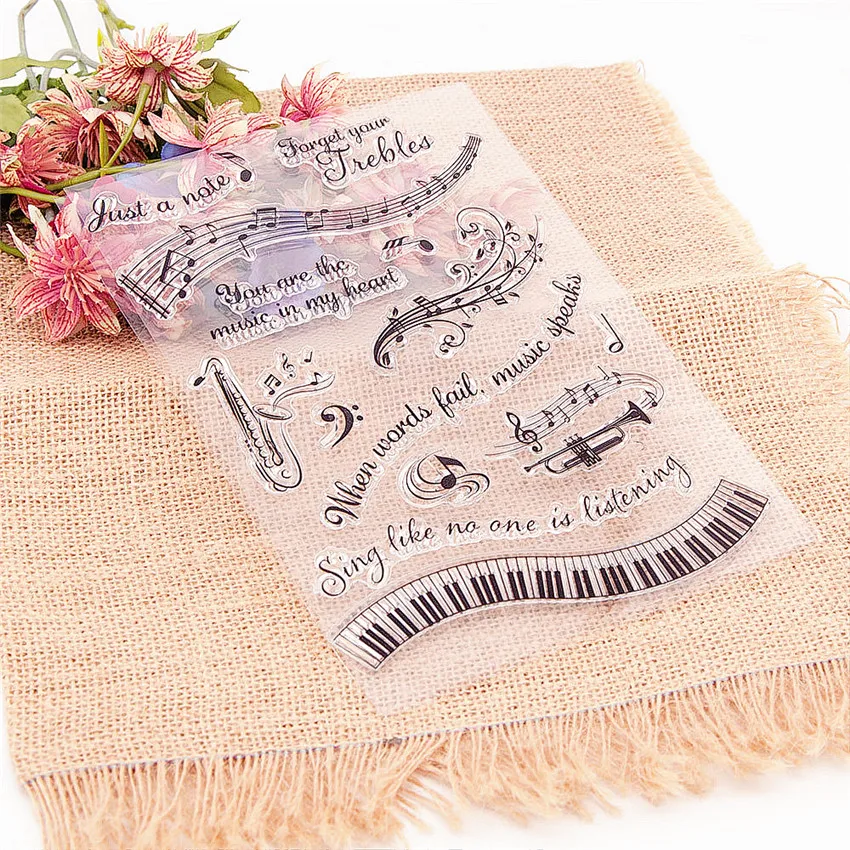 15x21 см музыкальная прозрачная печать пианино прозрачные штампы Силиконовая