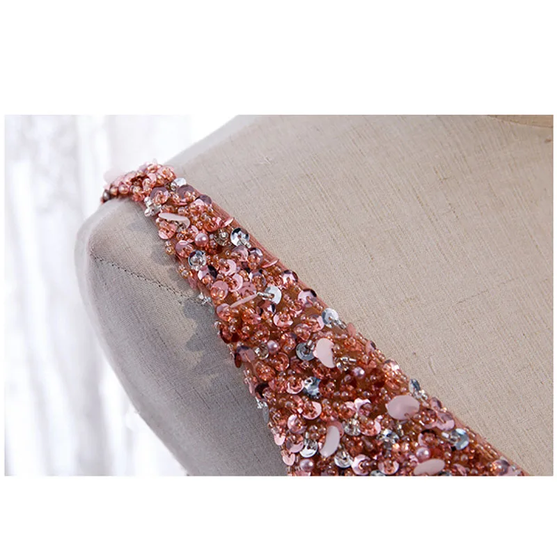 

New Style V-Neck Long Elegant Fairy Style Tail Sequin Party Dress Mesh Dress Split Party Dress