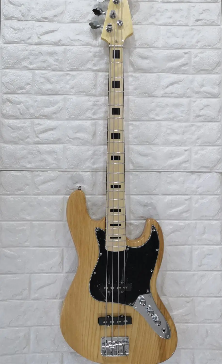 Электрическая бас гитара джаз 4 струны естественный цвет черный pickguard Chrome Hardwares