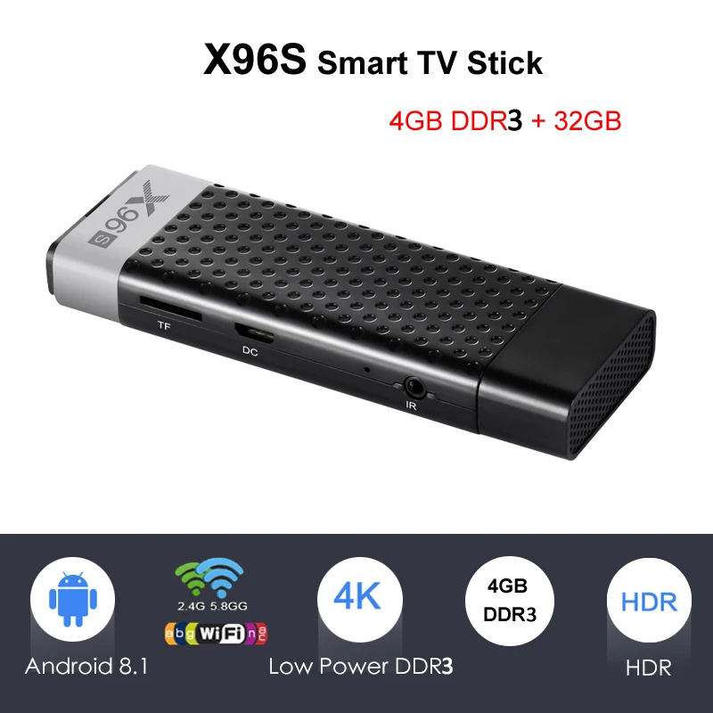 4 ГБ 32 ГБ Android 8,1 Смарт ТВ приставка X96S ТВ-палка Amlogic S905Y2 четырехъядерный мини-ПК 4K медиаплеер двухдиапазонный Wifi Bluetooth