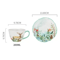 forest series plate sets bowl ceramic cup and saucer set animal pattern afternoon dessert coffee mug tea cups dishware set