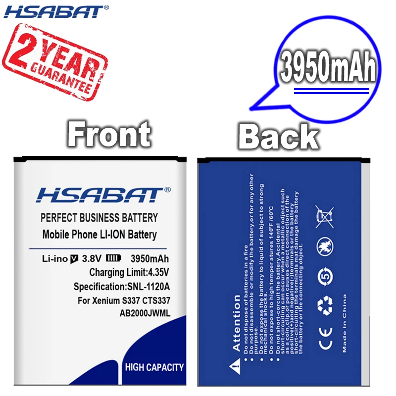 Новое поступление [HSABAT] 3950 мАч AB2000JWML Сменный аккумулятор для Philips Xenium CTS337 S337 |