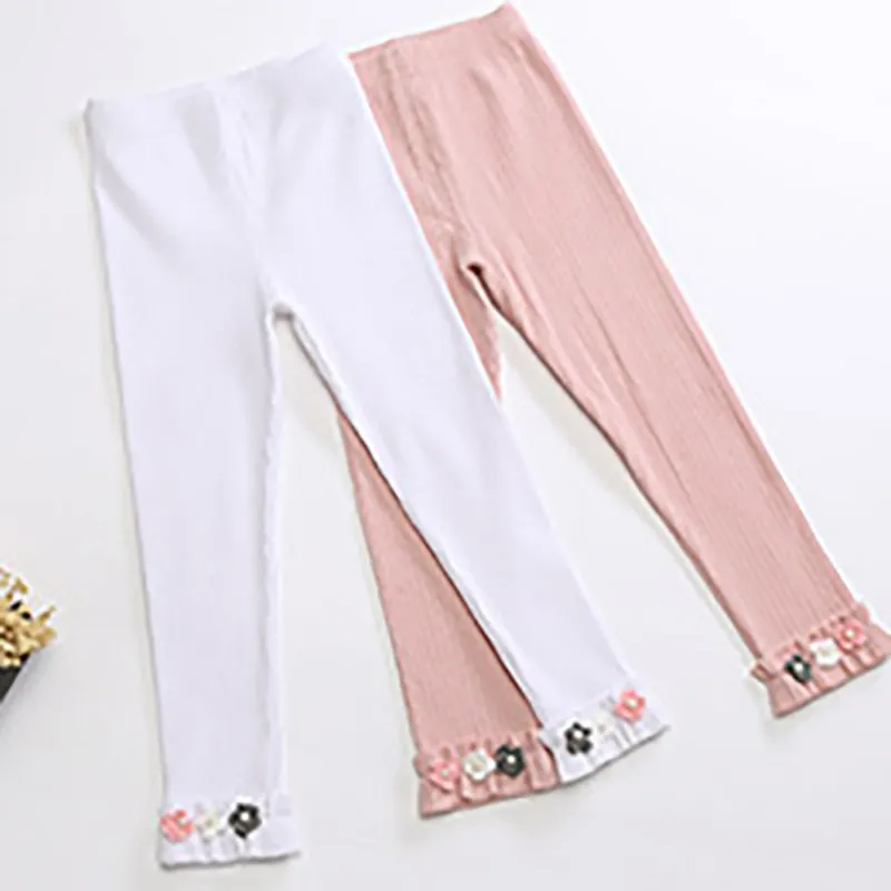 Осенние штаны с цветочным рисунком для маленьких девочек леггинсы Детские милые