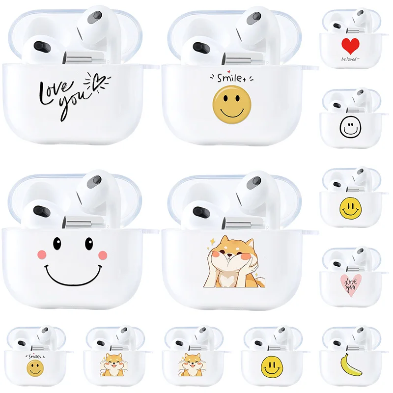 Smile Silicon Case For Airpods 2 1 Earphone Cases For Airpods 3 Clear Transparent Earphone Cover For Airpods 3 2021 Charging Box