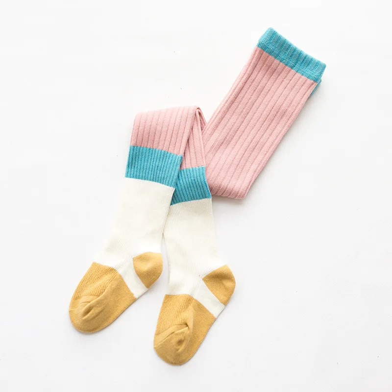 Autumn and winter new double needle children's pantyhose color matching knit girls Korean students dance tight - Цвет: 2