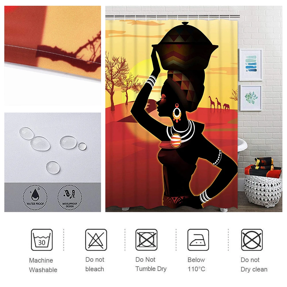 В африканском стиле американская девушка Для женщин душ Шторы набор с