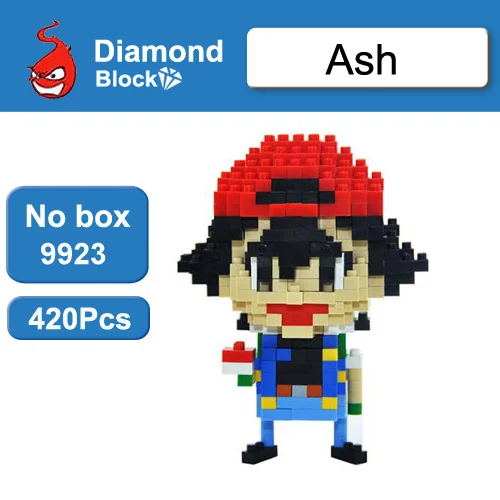 Ash no box LoZ Блоки строительные мяч Пикачу Snorlax, чармандер, Бульбазавр Jigglypuff игрушки; фигурки героев аниме модель японский мультфильм подарок - Цвет: Ash no box