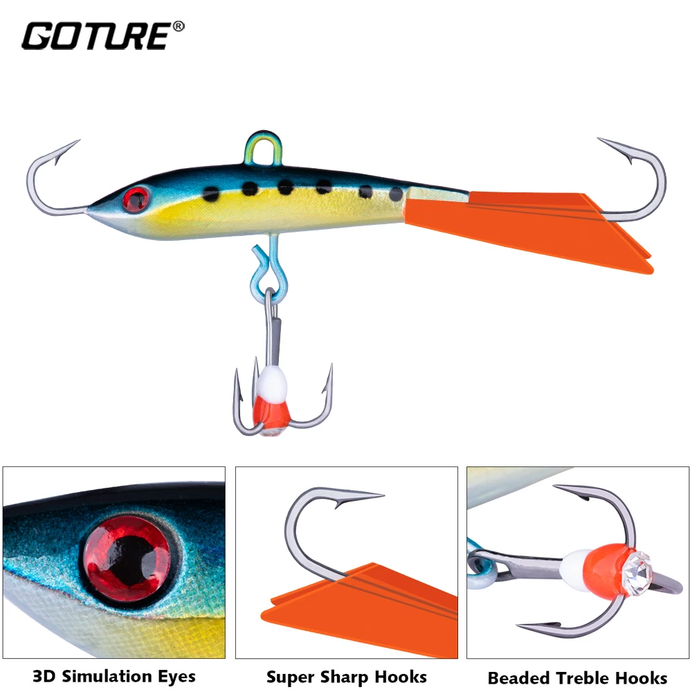 Goture Ice Fishing Lure 1 шт. балансировщик 7 см 13 г 3D глаза с острыми крючками искусственная