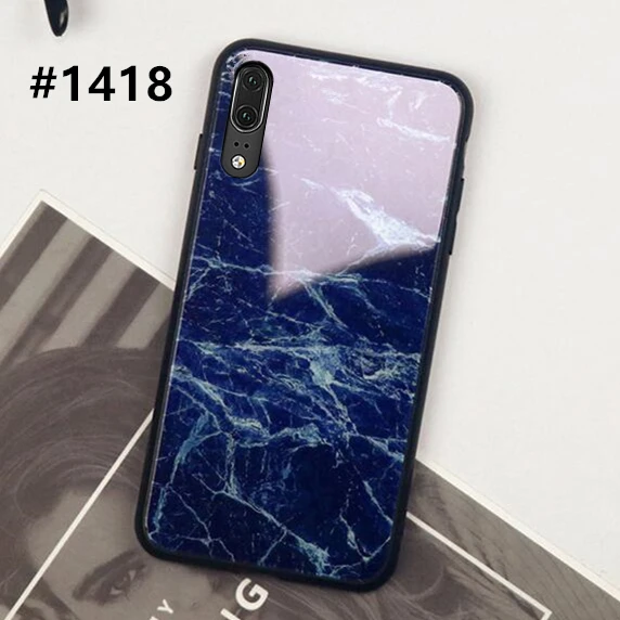 1418 Для samsung Galaxy A10 A20 A30 A50 A60 A70 A80 A90 чехол Мрамор Стекло жесткая накладка на заднюю панель для samsung A50 A70 A30 цветной чехол для телефона - Цвет: 1418