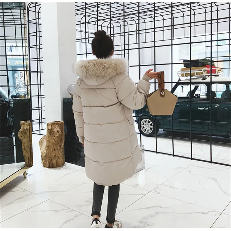 2019 New Autumn winter loose Women parka Outwear Coat Jacket long sleeve Knee length Medium length Thick warm Fashion Cotton