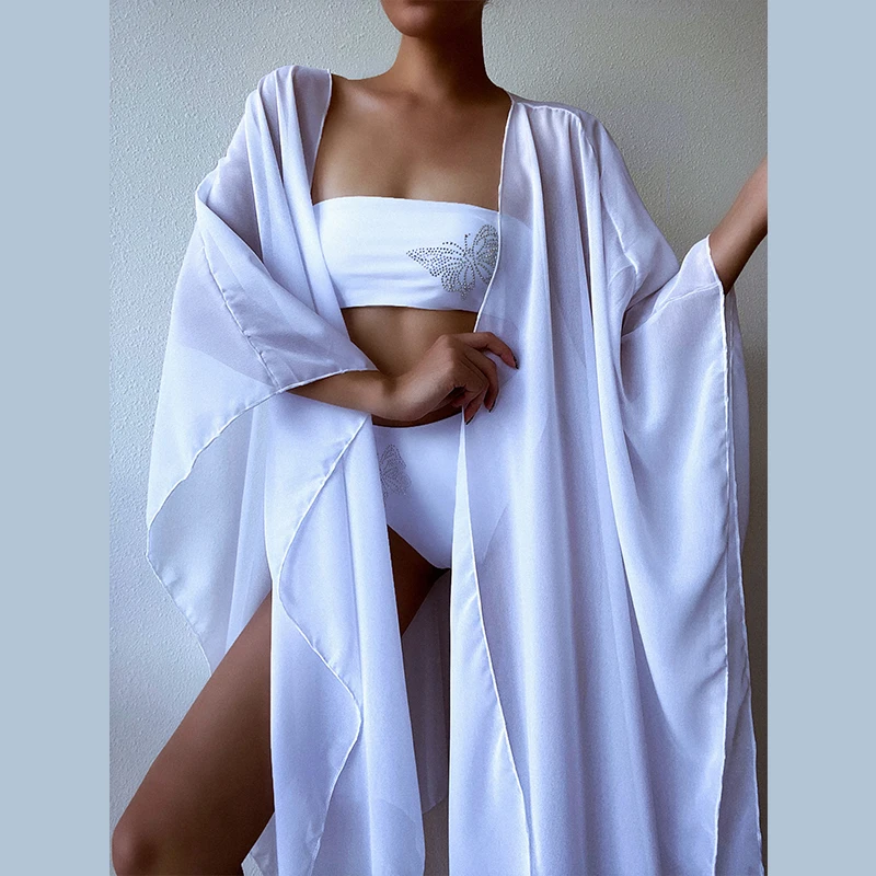 

Women Beach Solid Long Sleeve Blouses Kimono Cardigan Chiffon Sheer Cover Up Long Shirts Female Summer Fashion Sundress Cardigan