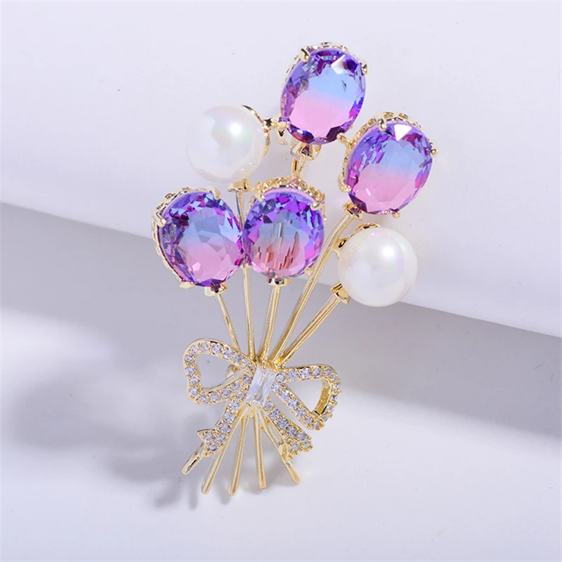 Элегантный Прозрачный Кристалл Броши для женщин романтические воздушные шары