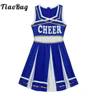 Костюм Чирлидера для девочек, школьный маскарадный костюм, детское лоскутное платье с блестками, танец Черлидинга
