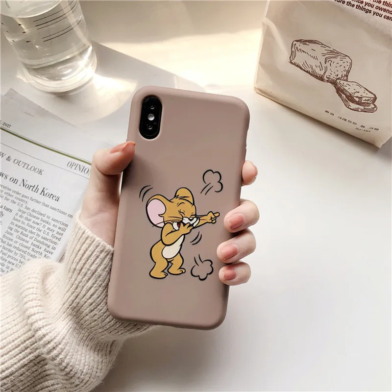 Забавный мультяшный Кот и мышь чехол для телефона для iPhone X XS Max XR 7 8 6 6s Plus тонкий мягкий силиконовый чехол милый том Джерри чехол для пар