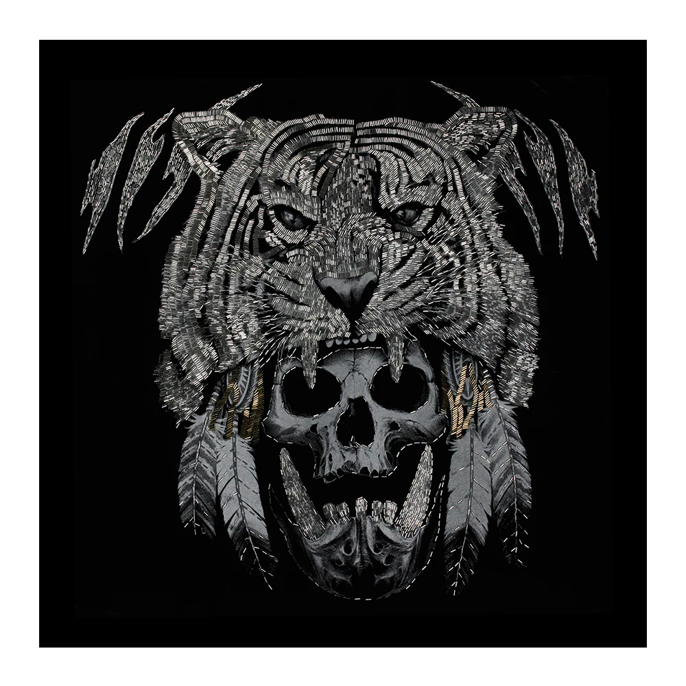 Искусственный Тигр Череп вышитое бисером Лев фотоэлемент одежды сделай сам