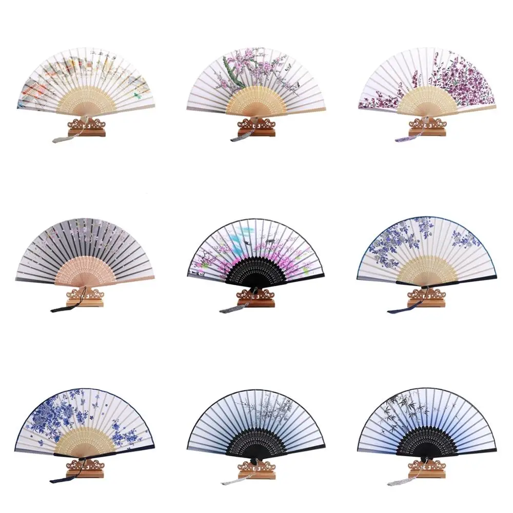 

Chinese Style Folding Fan Silk Hand Fan Wedding Party Dance Decoration Home Decor Ornaments Japanese Vintage Crafts