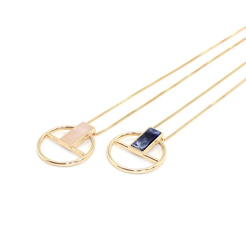 Прямоугольная женская подвеска из натурального синего камня | Украшения и