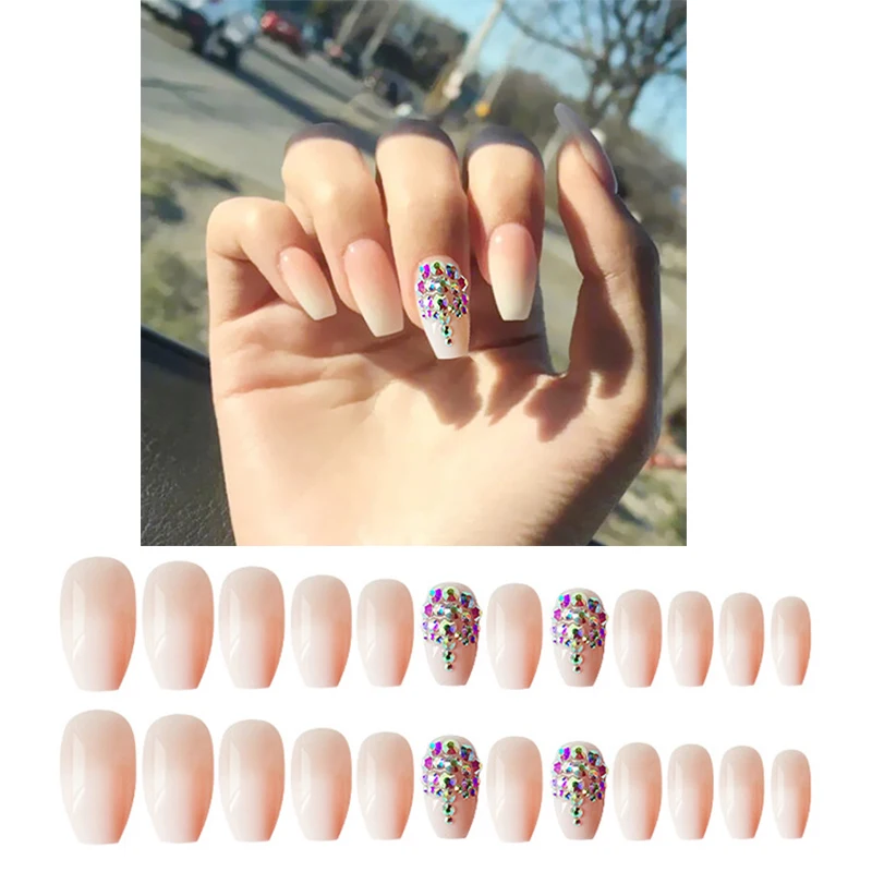 24 шт./компл. европейский гроб в форме поддельные ногти красочные гвоздик со