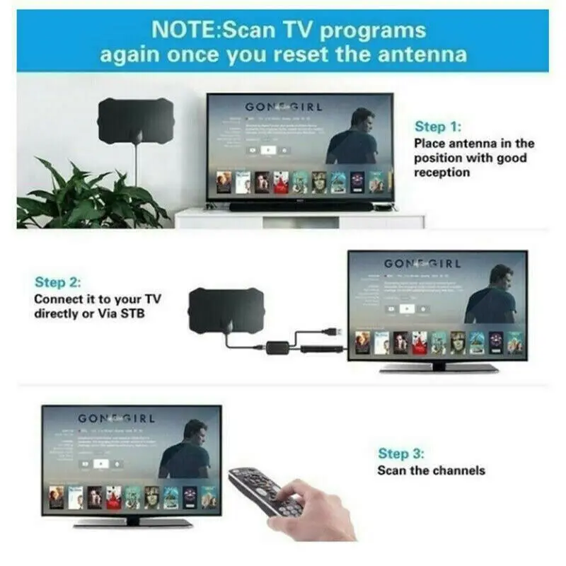 

960 Mile Range Antenna TV Digital HD HDTV 1080P 4K Digital Indoor