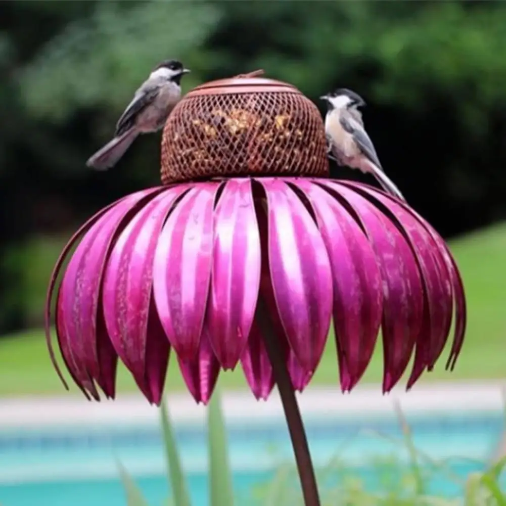 Розовая кормушка для птиц Coneflower уличное украшение оконная садовых цветов