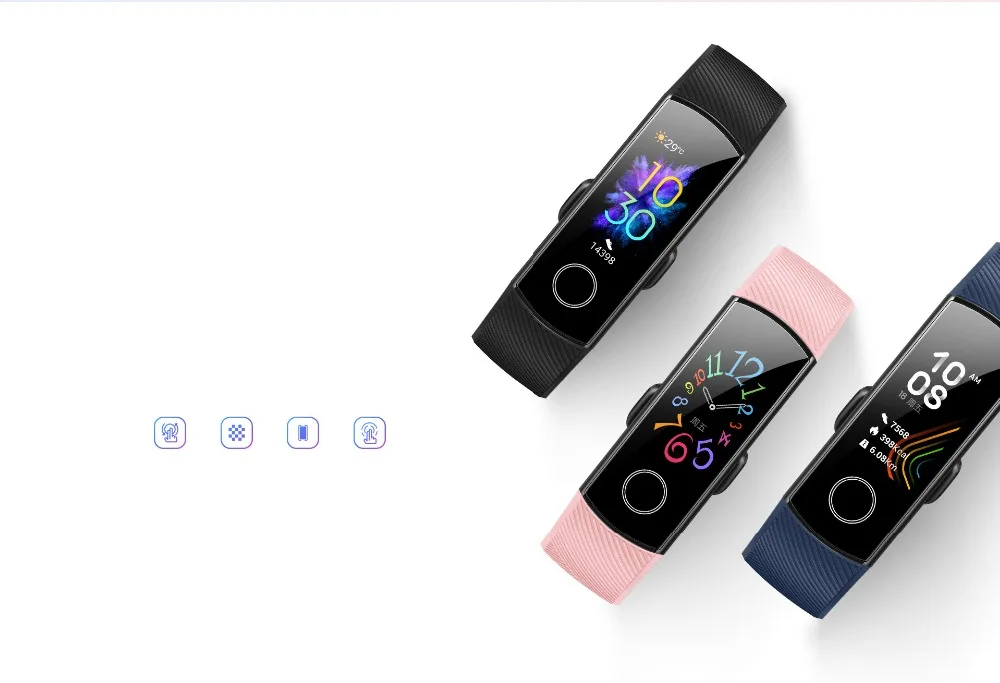 Умный Браслет huawei Honor Band 5 с сенсорным экраном, смарт-браслет 4, 0,95 дюймов, трекер, умный OLED, для плавания, водонепроницаемый, Bluetooth, фитнес-трекер