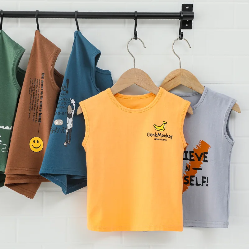 

Baby Boys Tanks Tops Children Vest Cotton 2021 Boys Sleeveless Sweat-Absorbent Top Kids Underwear Camisoles Clothes