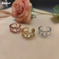 luer women rings 2021personalized customized stainless steel ring 1 8 letter 6mm crystal hollow name gold18k hip hop zircon gift