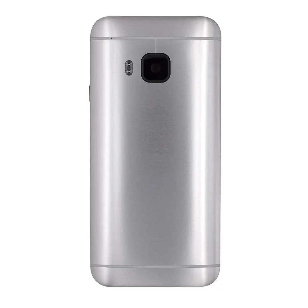 Металлический задний корпус двери для htc One M9 задняя крышка батарейного отсека чехол с объемом+ Кнопка питания+ объектив камеры в сборе - Цвет: Серебристый