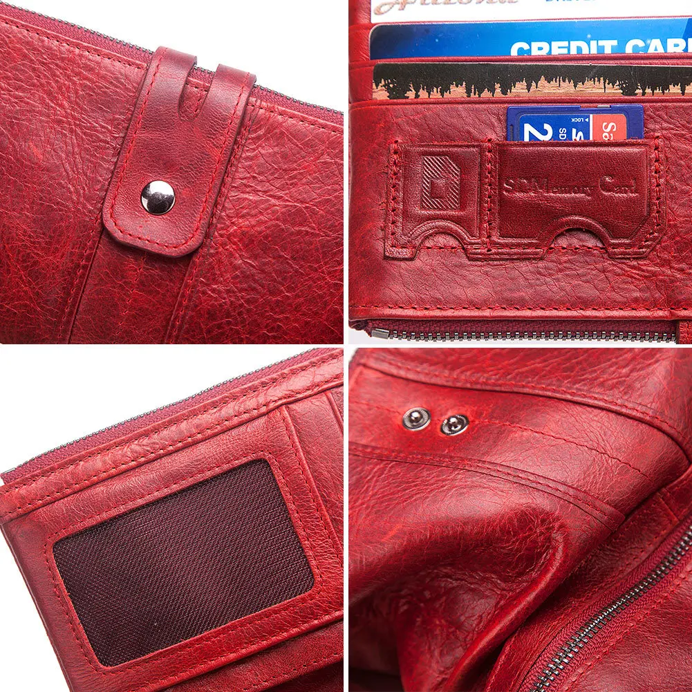 New Fashion Women Wallet 100% Genuine Leather Long Wallets Rfid Walet Red Coin Purse Card Holder Portomonee Handbag For Ladies | Багаж и