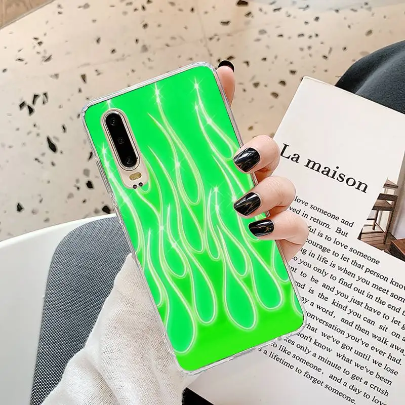 

Fashion Flame Pattern Phone Case Transparent for Samsung A71 S9 10 20 HUAWEI p30 40 honor 10i 8x xiaomi note 8 Pro 10t 11