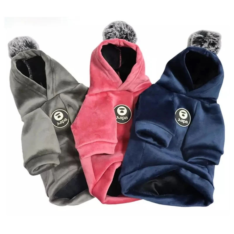 

Soft Fleece Dog Jacket Winter Pet Sweater Dog Cat Winter Dog Sweatshirt Chihuahua Dog Hooded Fur Ball Jacket Warm Puppy Clothes