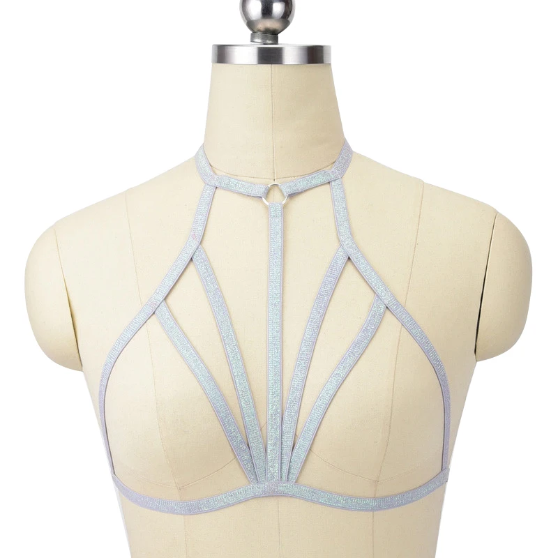 Эластичный бюстгальтер в клетку регулируемый красный на шею готическое