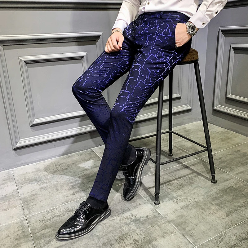 

2020 Spring Men's Suit Pants Jacquard Casual Men's Social Pants Groom Wedding Pants Men's Office Formal Slim Trousers Pantalon