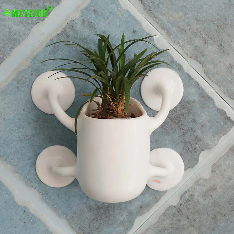 Настенный пластиковый цветочный горшок смайлик присоска кукла модель контейнер