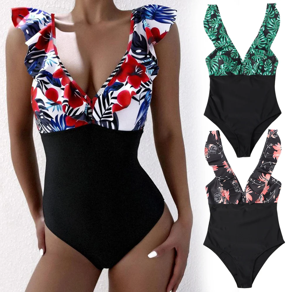 

Сексуальный женский слитный купальник с принтом, боди с вырезами, модель Летний Пляжный Купальник TT @ 88