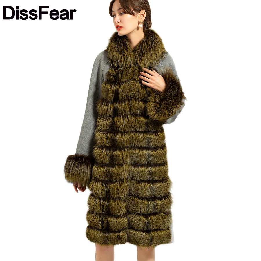 96 см Женская Шуба из натурального меха серебристой лисы кашемировая куртка в