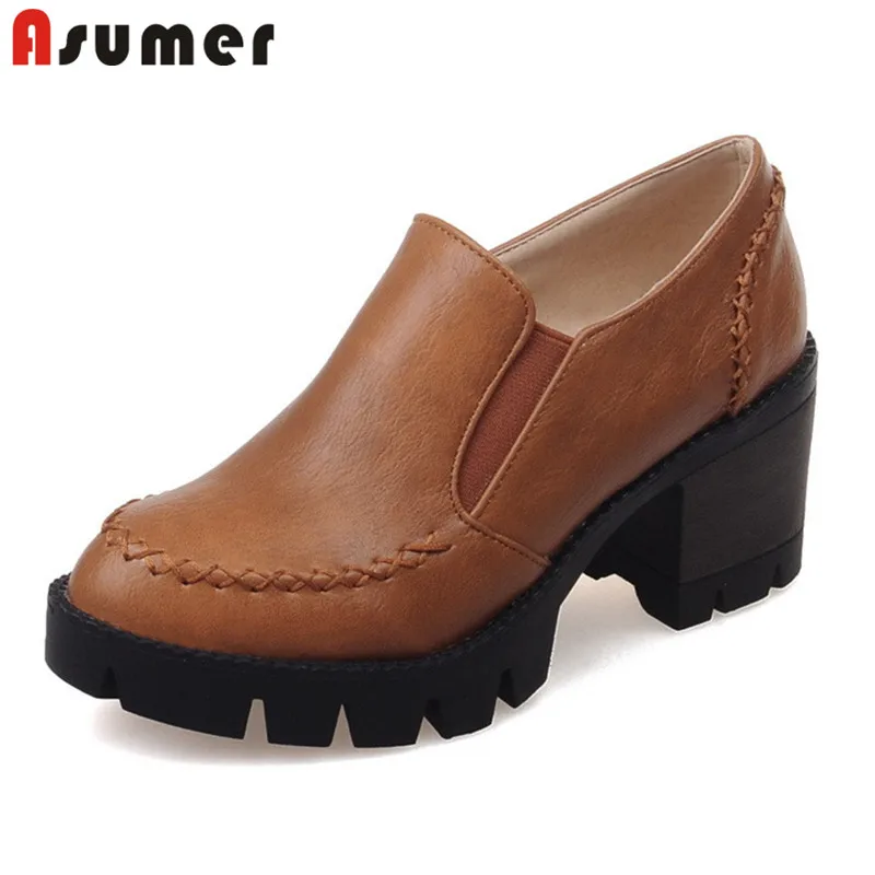 ASUMER/2020 Туфли лидер продаж! женская обувь из Pu искусственной кожи круглый носок