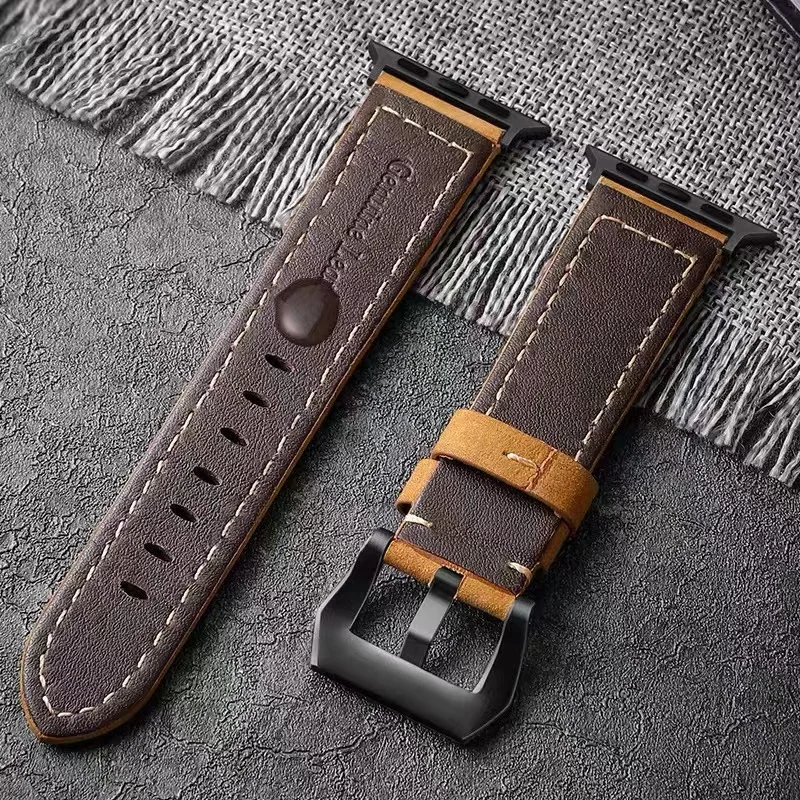 Для Apple Watch Band высококачественный кожаный ремешок для мужчин серии 7 123456 SE 44 мм 40