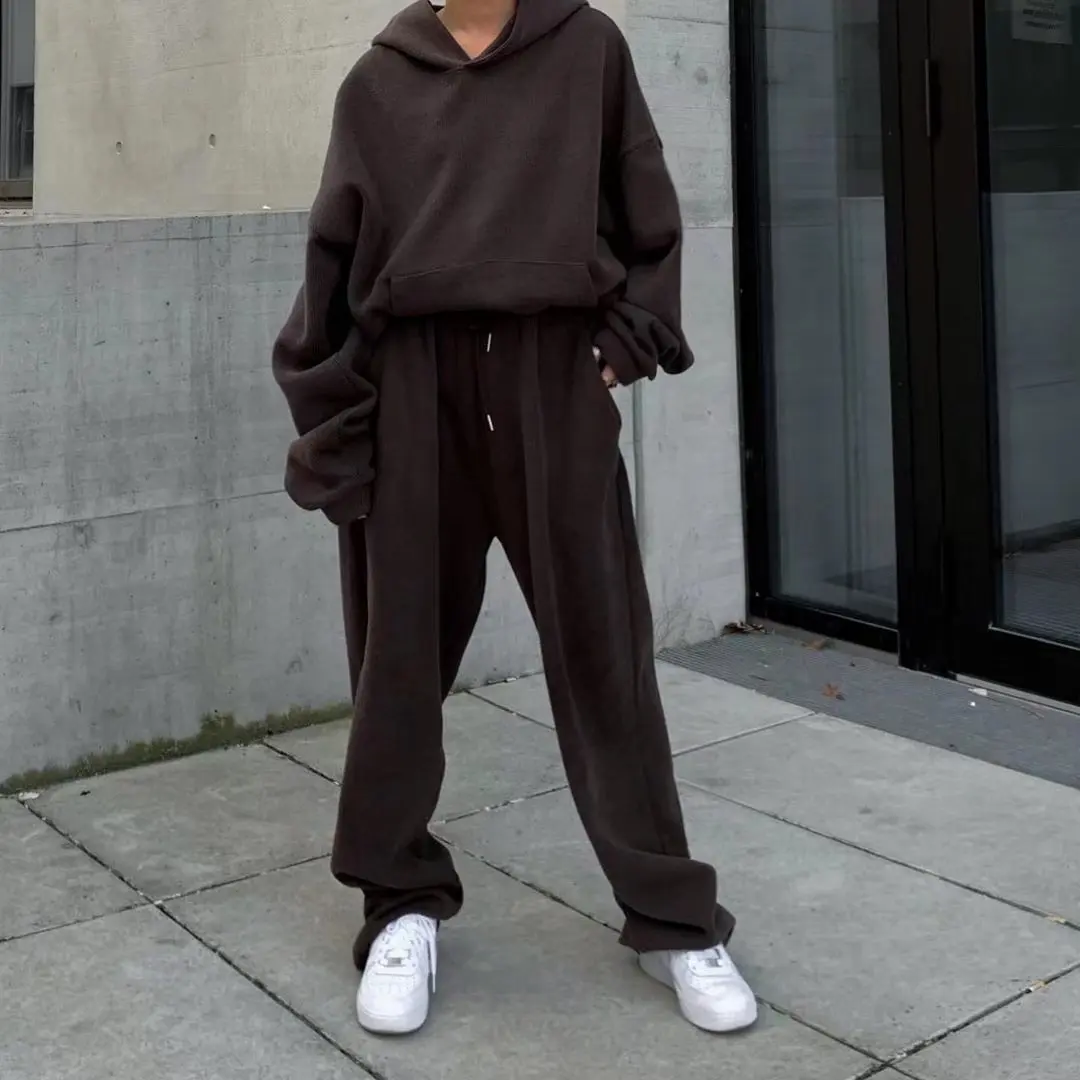 

Осень 2021, женские модные спортивные брюки, винтажные широкие брюки в Корейском стиле, женские уличные брюки, коричневые мешковатые брюки, че...