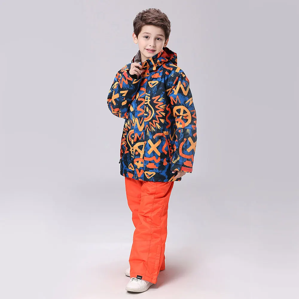 Детские лыжные костюмы GSOU зимние теплые комплекты для мальчиков ветрозащитная