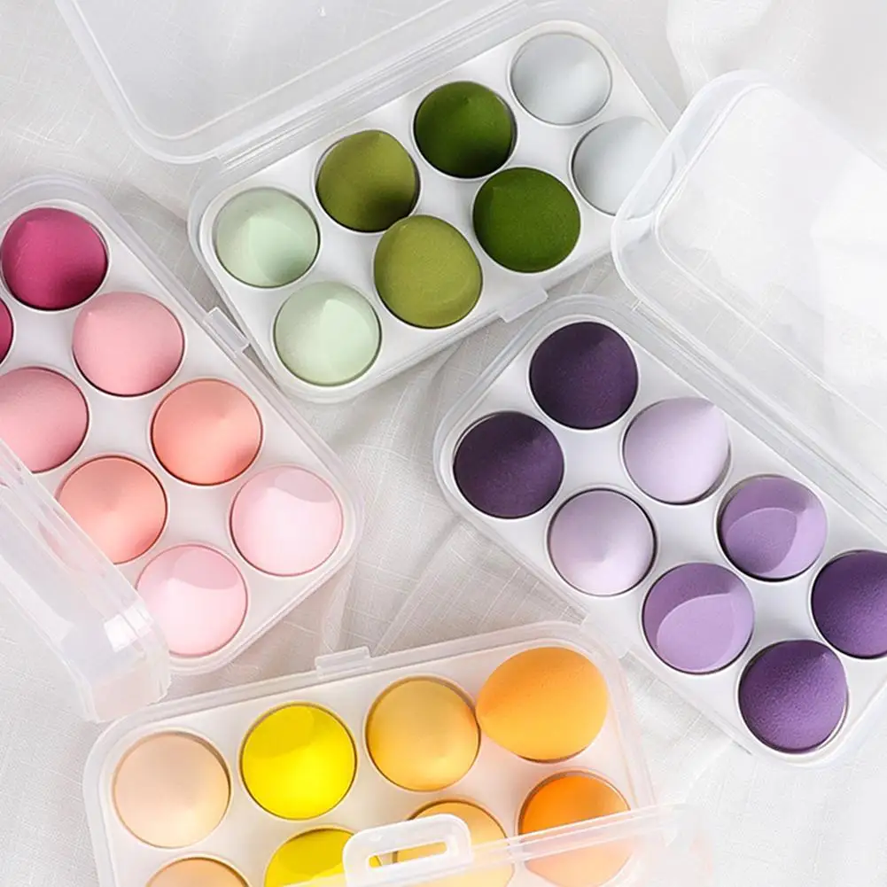

8pcs New Beauty Egg Set Gourd Water Drop Puff Makeup Egg Tool Use Cushion Cosmestic Sponge Colorful Wet Set Puff and Dry T9F2